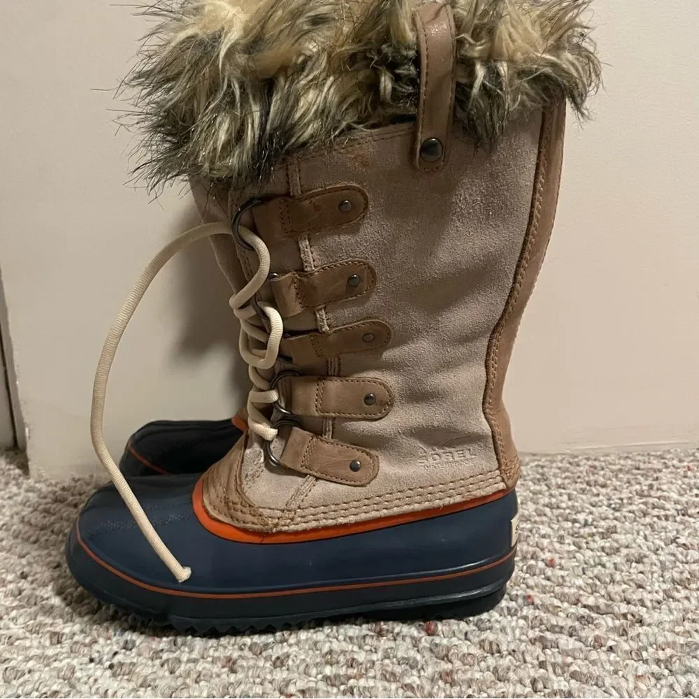Sorel Joan Of Arctic Tan Waterproof Lined Shearling Winter Boots- Size 7